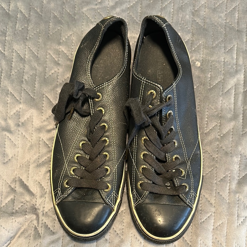 Converse Black Leather Sneakers with White Accents